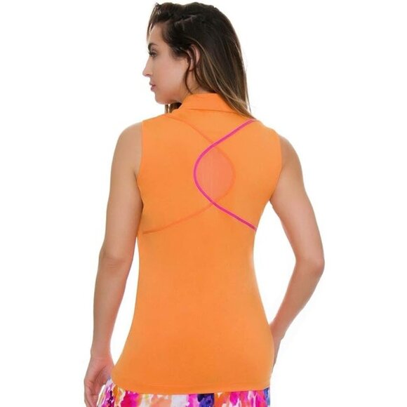 Women's Brilliants Contrast Tape Trim Golf Sleeveless Shirt, Small - Picture 2 of 5